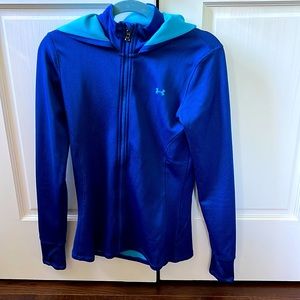 Blue fitted athletic jacket. Under Armour size small